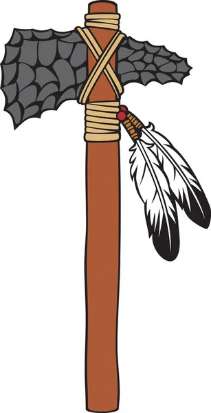 Indian Axe Native American Warrior Obsidian Tomahawk Vector Illustration — Stock Vector