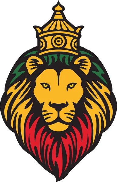 Lew Judzkiej Głowy Koroną Symbol Rastafariański Reggae Ilustracja Wektora — Wektor stockowy