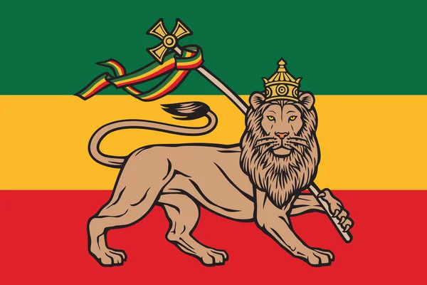 Drapeau Rastafarien Avec Lion Juda Reggae Contexte — Image vectorielle