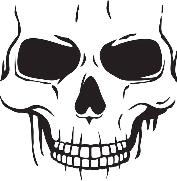 人間の頭蓋骨黒と白 スケルトンヘッド Vector Illustration — ストックベクタ