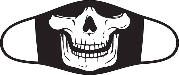 Masque Visage Squelette Crâne Mâchoire Noir Blanc Illustration Vectorielle — Image vectorielle