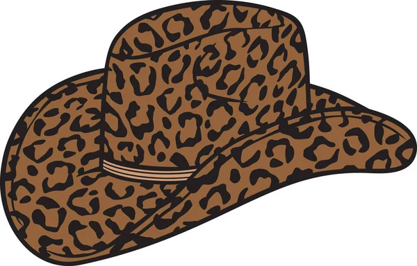 Cowgirl Hat Leopard Print Color Bachelorette Party Design Vector Illustration — Stock Vector