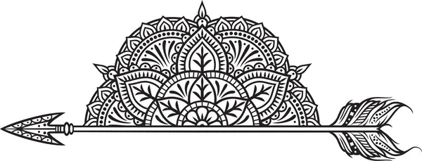 Halv Mandala Och Pil Symbol Vektorillustration — Stock vektor