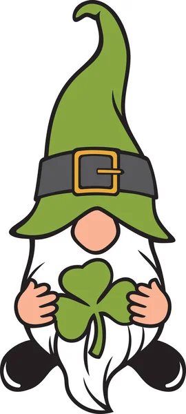 Patrick Day Gnome Three Leaves Clover Saint Patricks Day Design — стоковый вектор