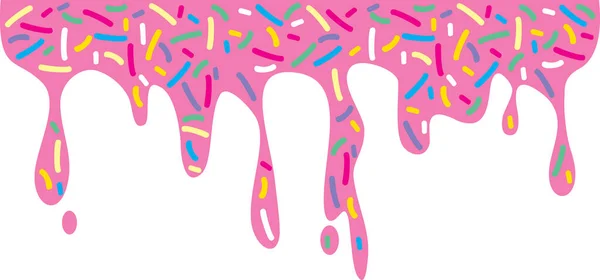 Dripping Donut Glaze Sprinkles Vector Illustration — Stock Vector