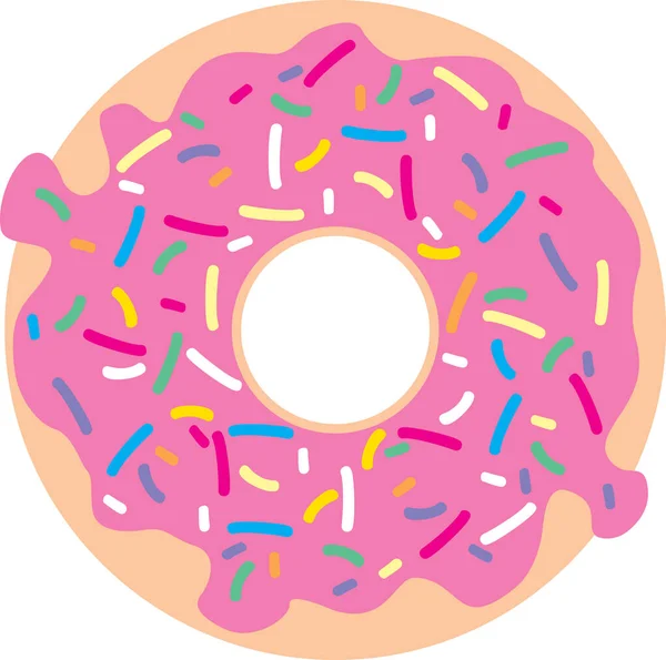 Donut Pink Glaze Sprinkles Vector Illustration — Stock Vector