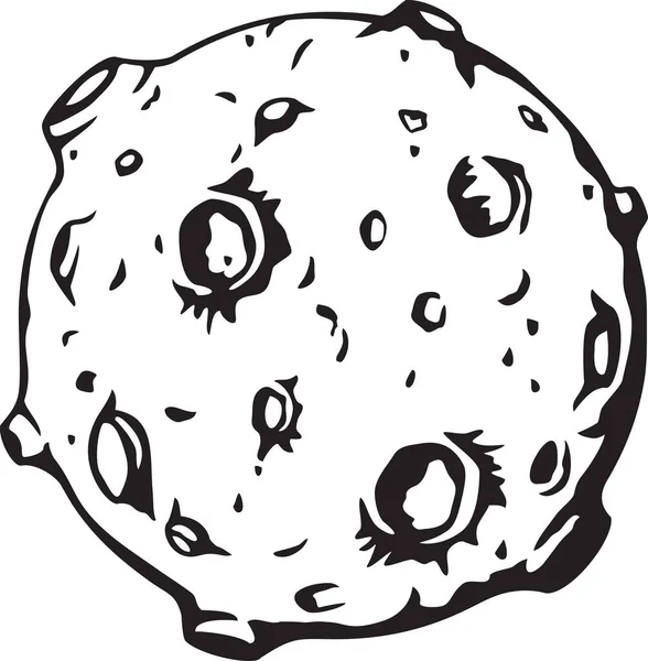 Volle Maan Met Maankraters Zwart Wit Vector Illustratie — Stockvector