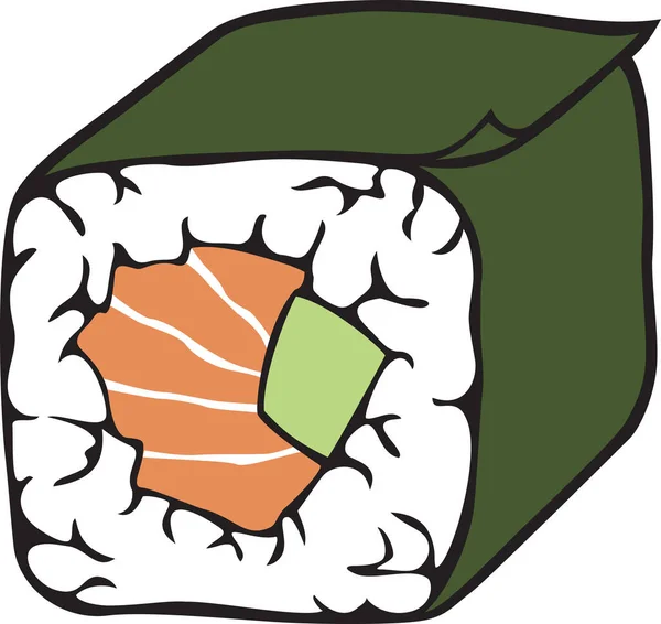 Rollo Sushi Con Color Pescado Ilustración Vectorial — Vector de stock