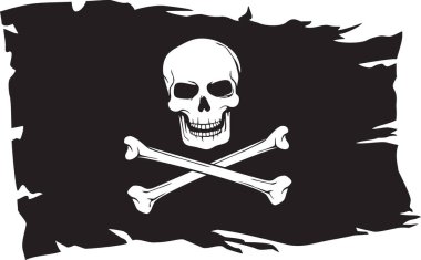Pirate flag with skull and cross bones (Jolly Roger). Vector illustration. clipart