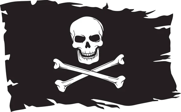 头盖骨交叉的海盗旗 乔利罗杰 矢量说明 — 图库矢量图片