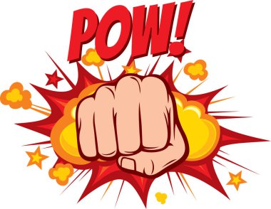 İnsan Eli Yumruk Rengi. Bam! Çizgi Roman Vektörü İllüstrasyonu.