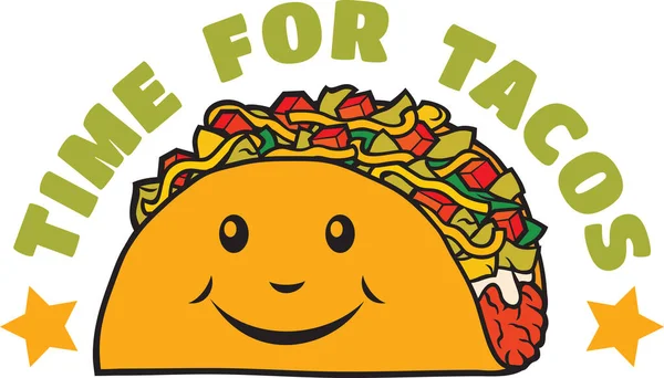 Tijd Voor Tacos Taco Mexicaanse Voedsel Kleur Vector Illustratie Stockillustratie
