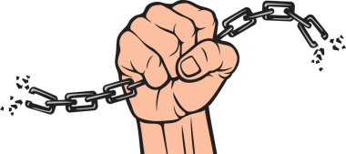 İnsan eli ve Kırılan Zincir Rengi. Vektör İllüstrasyonu.