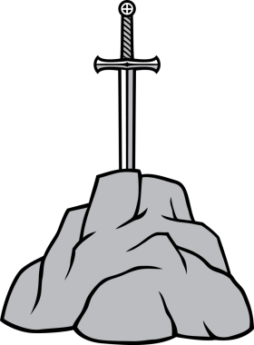 Kral Arthur 'un kılıcı Excalibur' un şeffaf arkaplanda PNG resmi var.