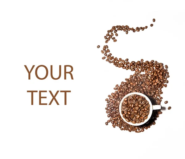 Stänk Kaffebönor Från Vit Kopp Isolerad Över Vit Bakgrund Högkvalitativt Royaltyfria Stockfoton