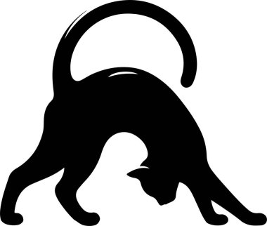 siyah kedi - siluet kedi - vektör illüstrasyonu