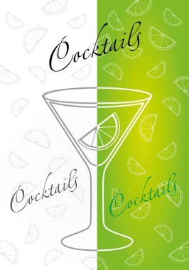 limon, ıhlamur, narenciye, tropikal kokteyl, meyve, menü şablonu - arka plan, vektör illüstrasyonu