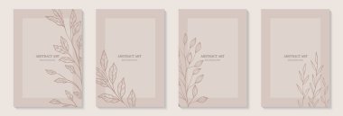 Yaprak dalları ve El Çizimi Scribble çiçek bitkileriyle yaratıcı minimalist soyut sanat geçmişi. Soyut yaprak. Tasarım duvarı süslemesi, kartpostal, poster, broşür