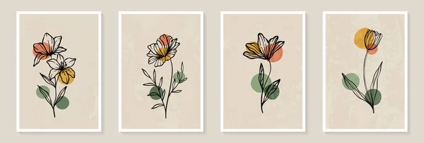 Yaprak Dalları Çizimi Scribble Çiçek Bitkileriyle Yaratıcı Minimalist Soyut Sanat Telifsiz Stok Illüstrasyonlar