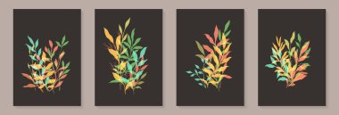 Yaprak dalları ve El Çizimi Scribble çiçek bitkileriyle yaratıcı minimalist soyut sanat geçmişi. Soyut yaprak. Duvar dekorasyonu, kartpostal, poster veya broşür için tasarım