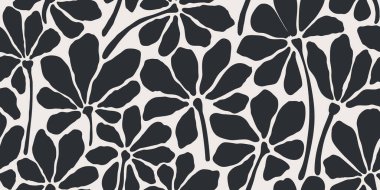 Yaprak dalları ve El Karalamalı Yazı Bitkileri afişi. Kusursuz desen. Yaratıcı minimalist soyut sanat geçmişi. Duvar dekorasyonu, kartpostal, poster ve broşür tasarla