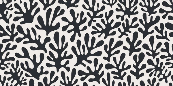 葉の枝と手描きのドアドアスクリブル花植物バナー シームレスなパターン 創造的なミニマリスト抽象アートの背景 壁の装飾 ポストカード ポスター パンフレットのデザイン — ストックベクタ