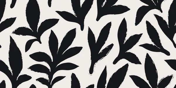 나뭇잎 가지와 손으로 두들스크 현수막 솔기없는 패턴입니다 창조적 미니멀 리스트 — 스톡 벡터