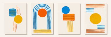 Sulu boya ve şekil elementleri vektörü EPS10 ile yaratıcı minimalist el yapımı soyut sanat arka planı. Duvar dekorasyonu, kartpostal, poster veya broşür için tasarım.