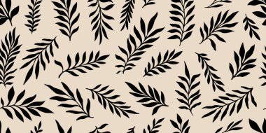 Yaprak dalları ve El Karalamalı Yazı Bitkileri afişi. Kusursuz desen. Yaratıcı minimalist soyut sanat geçmişi. Duvar dekorasyonu, kartpostal, poster ve broşür tasarla