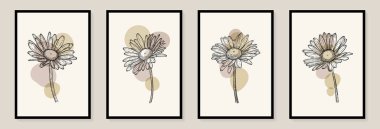 Yaratıcı minimalist el yapımı, suluboya daire lekesi ve felçle soyut sanat arkaplanı ve çizilmiş el çizimi gül çizgisi. Duvar dekorasyonu, kartpostal, poster veya broşür için tasarım.