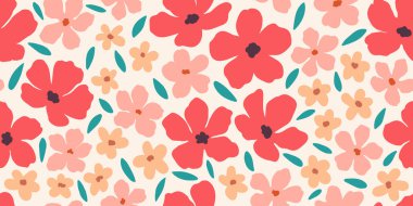 Çiçek boyamak ve arka plan vektörü bırakmak kusursuz bir desen. Elle çizilmiş duvar kağıdı tasarımı retro çiçekler, buketler, yapraklar. Klasik botanik çiçek deseni, kumaş ve retro desen