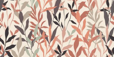 Soyut sanat vintage renkleri tropikal çizgi sanatı geriye dikdörtgen arka plan vektörü bırakır. Yapraklı duvar kağıdı tasarımı ve karalama çizimi doğrusal yaprak. Klasik botanik çiçek desenli.