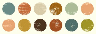 Renkli suluboya eller yuvarlak şekiller, lekeler, daireler, beyaza izole edilmiş damlalar. Sanatsal tasarım klasik rengi için elementler.