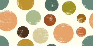 Suluboya daireleri ve geometrik şekilleri olan soyut geometrik dikişsiz desen. Moda el yapımı kumaşlar. Kağıt, kapak, kumaş, iç dekorasyon için modern soyut tasarım