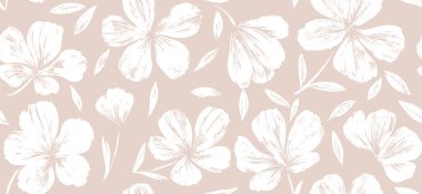 Çiçek boyamak ve arka plan vektörü bırakmak kusursuz bir desen. Elle çizilmiş duvar kağıdı tasarımı retro çiçekler, buketler, yapraklar. Klasik botanik çiçek deseni, kumaş ve retro desen