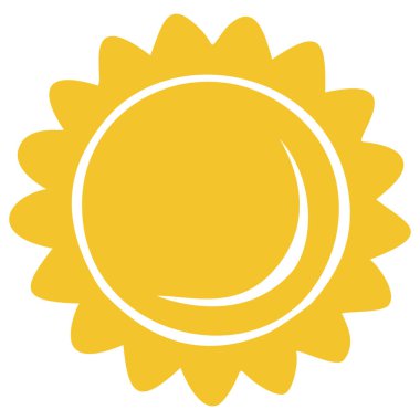 Güneş ikonu klipsleri. Vektör düz tasarım. Güneş yıldızı logo ya da hava durumu simgesi olarak kullanılacak.