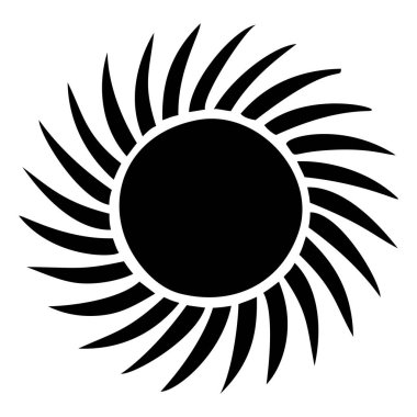 Güneş ikonu klipsleri. Vektör düz tasarım. Güneş yıldızı logo ya da hava durumu simgesi olarak kullanılacak.