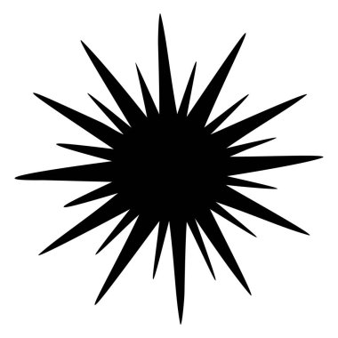 Güneş ikonu klipsleri. Vektör düz tasarım. Güneş yıldızı logo ya da hava durumu simgesi olarak kullanılacak.