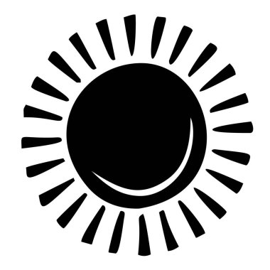 Güneş ikonu klipsleri. Vektör düz tasarım. Güneş yıldızı logo ya da hava durumu simgesi olarak kullanılacak.