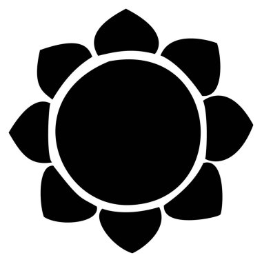 Güneş ikonu klipsleri. Vektör düz tasarım. Güneş yıldızı logo ya da hava durumu simgesi olarak kullanılacak.