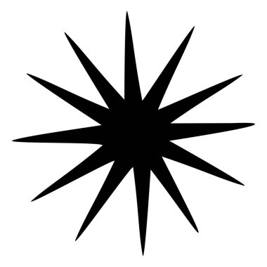 Güneş ikonu klipsleri. Vektör düz tasarım. Güneş yıldızı logo ya da hava durumu simgesi olarak kullanılacak.