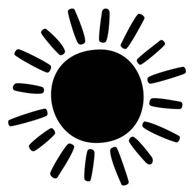 Güneş ikonu klipsleri. Vektör düz tasarım. Güneş yıldızı logo ya da hava durumu simgesi olarak kullanılacak.