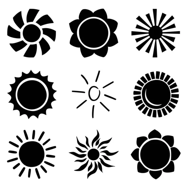 stock vector Sun icon set clipart. Vector flat design. Sun collection stars for use as a logo or weather icon.