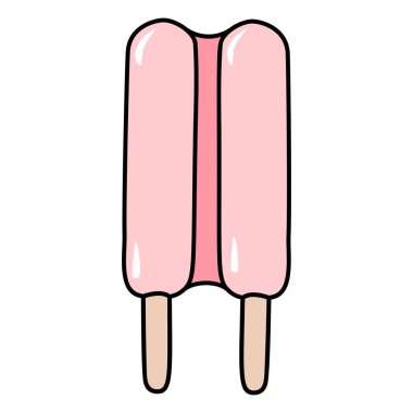 Lezzetli dondurma. Beyaz arkaplanda izole edilmiş yaz buzlu dondurma vektör çizimi.