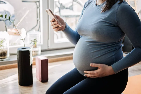 Aplicaciones Entrenamiento Embarazo Aplicaciones Ejercicio Embarazo Entrenamiento Prenatal Postnatal Bienestar — Foto de Stock