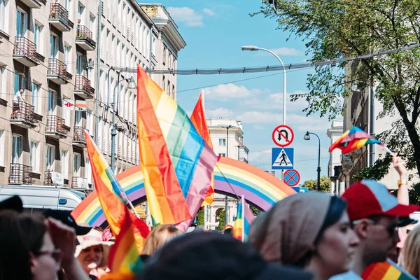 Lmbt Parádé Büszke Hónap Varsóban Aktivisták Meleg Leszbikusok Transzvesztiták Hetero — Stock Fotó