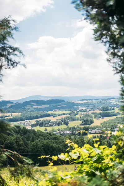 Yeşillik çerçeveli orman tepeleri, çiftlikleri ve kümelenmiş köyleri olan geniş bir kırsal alan manzarası. Biyolojik kimlik, yer temelli tasarım, kırsal kültür, manzara anlatımı. Yüksek
