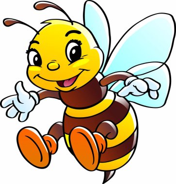 Arı çizgi filmi uçuyor. Vektör illüstrasyonu.