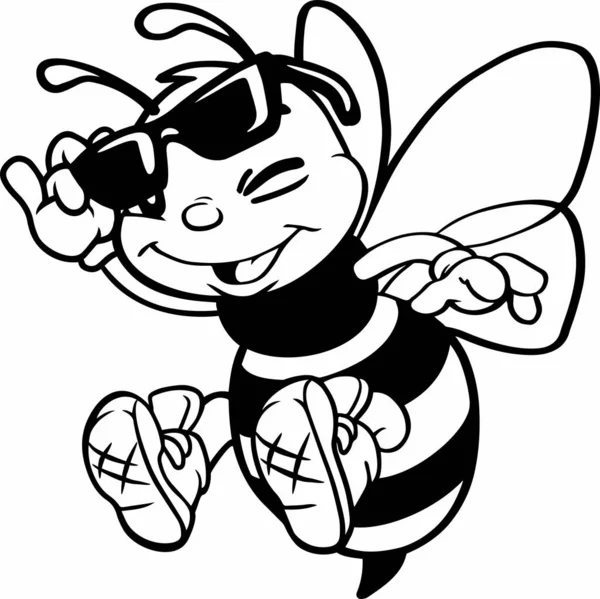 Cartoon Bumblebee Bee Sunglasses — Stock Vector