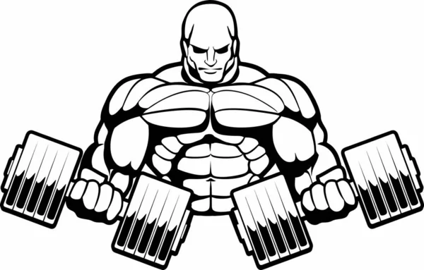 Homme Fort Gonflé Bodybuilder Emblème Pour Club Sport Illustration Vectorielle — Image vectorielle
